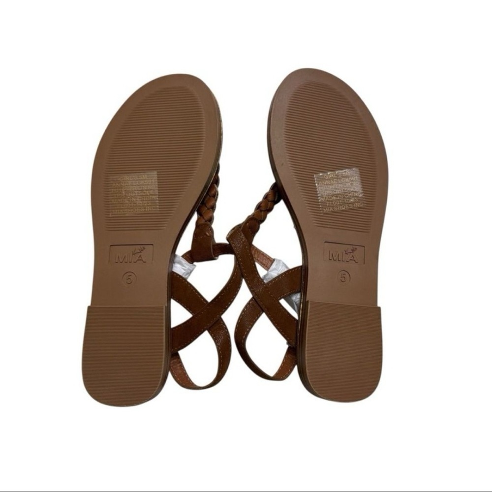 Mia Kids Annae Girl's Sandals T-Strap Cognac Brush Brown size 5 NEW - Picture 5 of 10